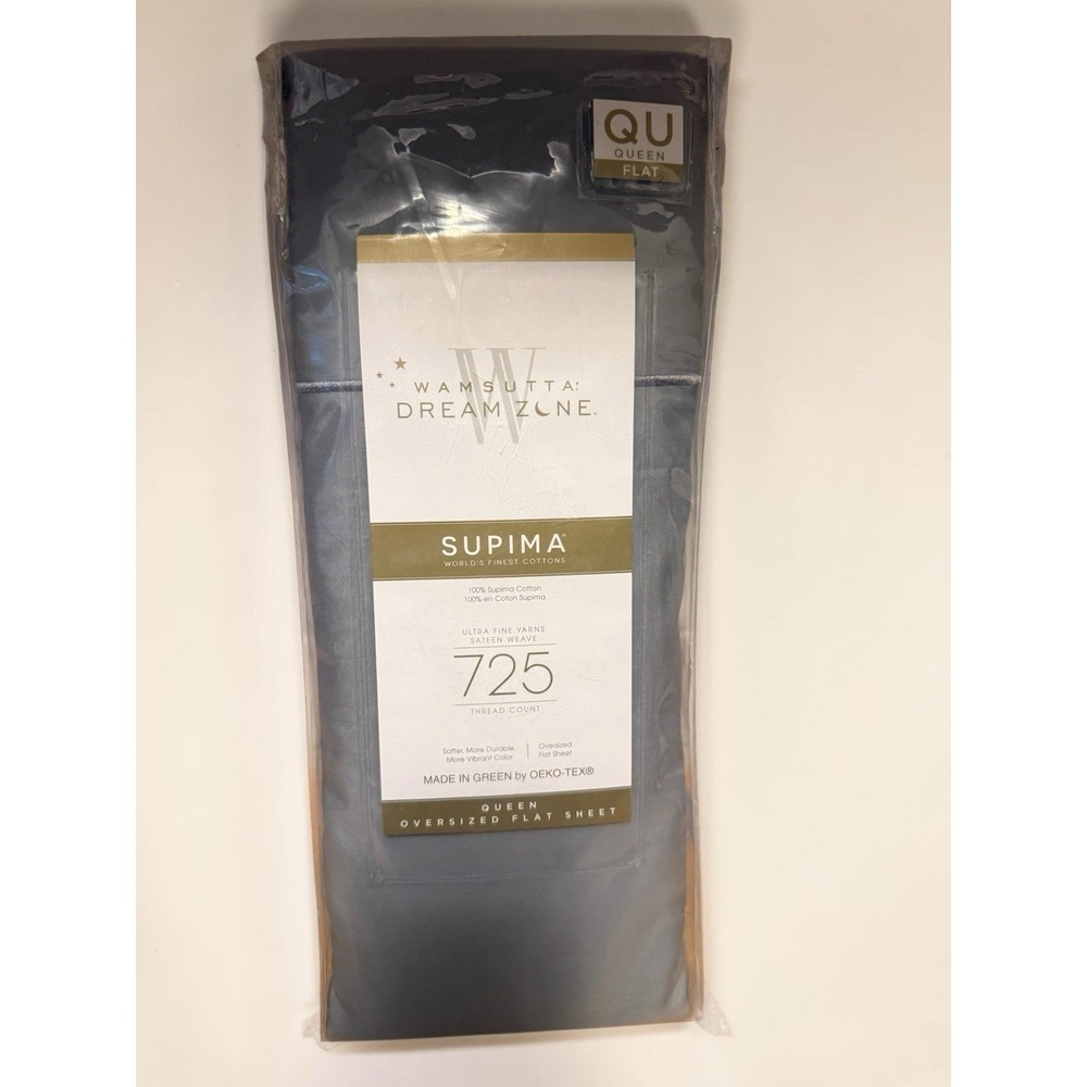 Wamsutta Dream Zone 725 TC Supima Cotton Queen Grey FLAT Sheet Oversized New